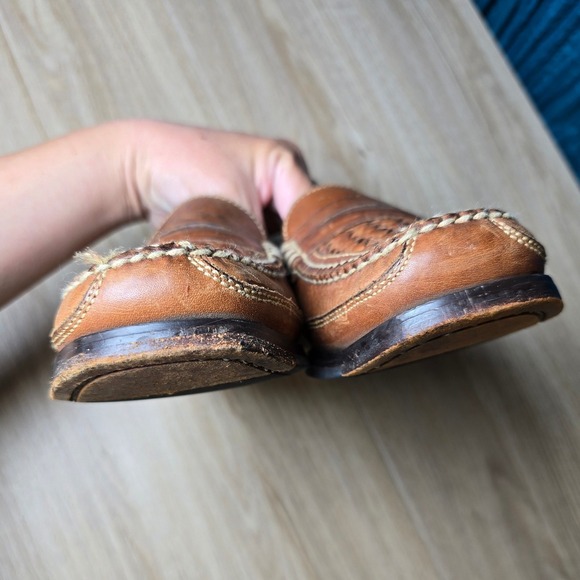 Bostonian Women's Loafers Size 8.5 Brown Woven Leather Penny Slip-On minimalist - Picture 3 of 11